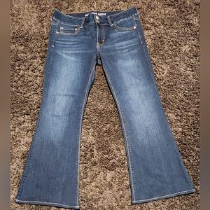 American Eagle Artist Flare Denim Jean Super Super Stretch Dark Wash 14S